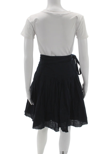 Burberry London Women Black Cotton Pleated Knee Length Skirt Size 2