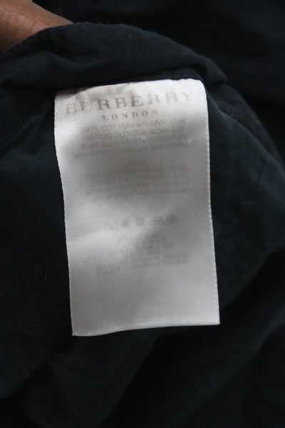Burberry London Women Black Cotton Pleated Knee Length Skirt Size 2