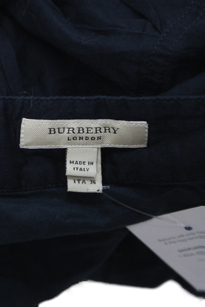 Burberry London Women Black Cotton Pleated Knee Length Skirt Size 2