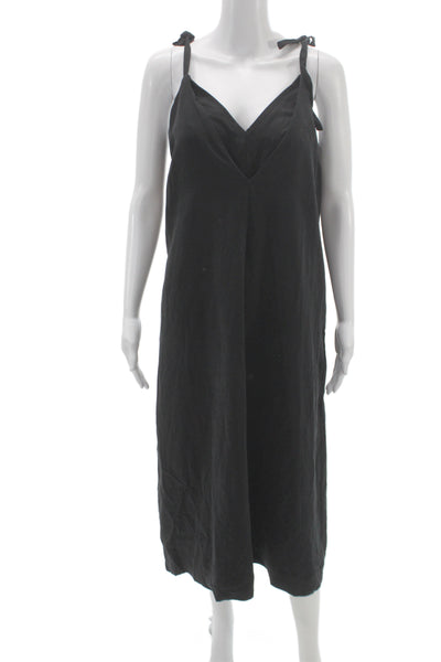Hatch Women Maternity Black Slip Dress V Neck Midi Tencel Size 0