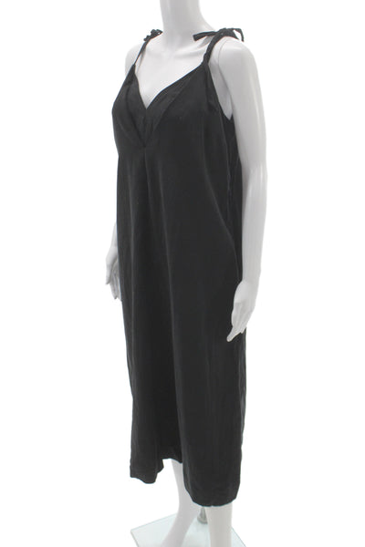 Hatch Women Maternity Black Slip Dress V Neck Midi Tencel Size 0