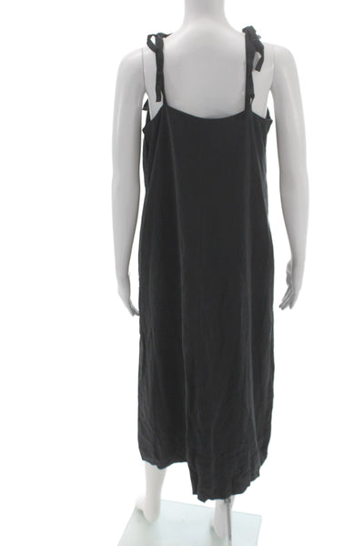 Hatch Women Maternity Black Slip Dress V Neck Midi Tencel Size 0