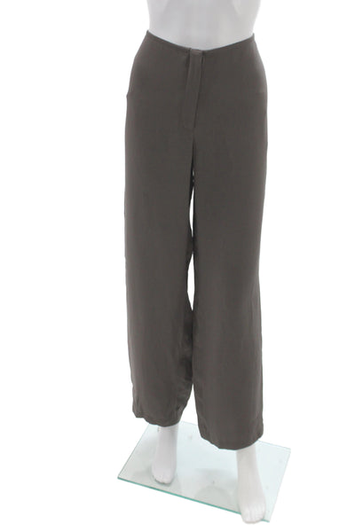 Eileen Fisher Women Silk Dress Pants Brown Solid Zip Size S