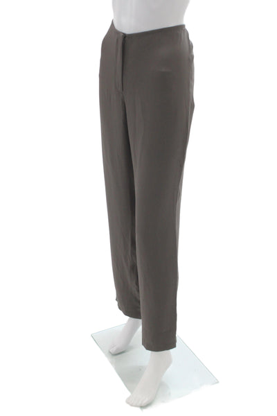 Eileen Fisher Women Silk Dress Pants Brown Solid Zip Size S