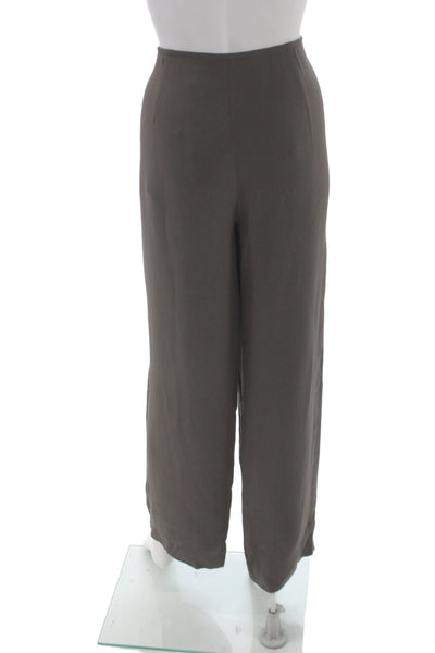 Eileen Fisher Women Silk Dress Pants Brown Solid Zip Size S