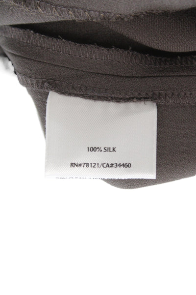 Eileen Fisher Women Silk Dress Pants Brown Solid Zip Size S