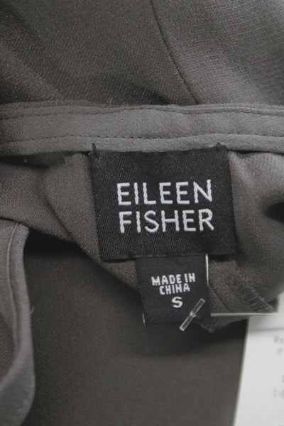 Eileen Fisher Women Silk Dress Pants Brown Solid Zip Size S