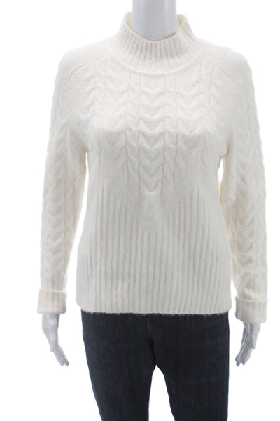 Calvin Klein Women Pullover Sweater White Mock Neck Long Sleeve Size S