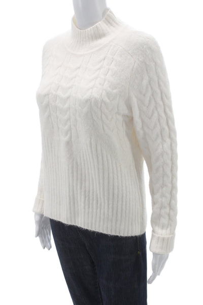 Calvin Klein Women Pullover Sweater White Mock Neck Long Sleeve Size S