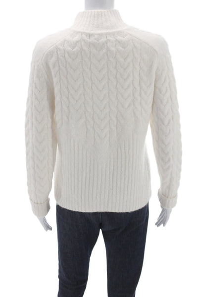 Calvin Klein Women Pullover Sweater White Mock Neck Long Sleeve Size S