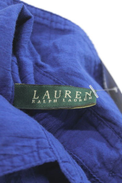 Lauren Ralph Lauren Women Petite Blue Button-Up Tunic 3/4 Sleeve Size S