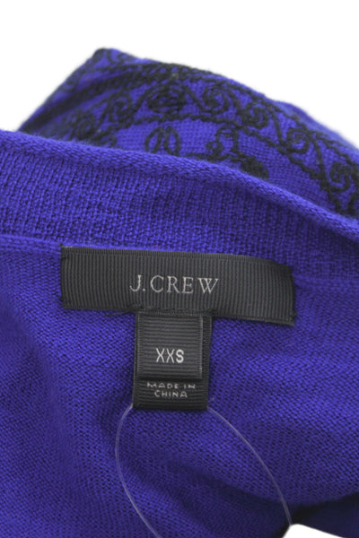J Crew Women Pullover Merino Wool Crew Neck 3/4 Sleeve Purple Size 2XS