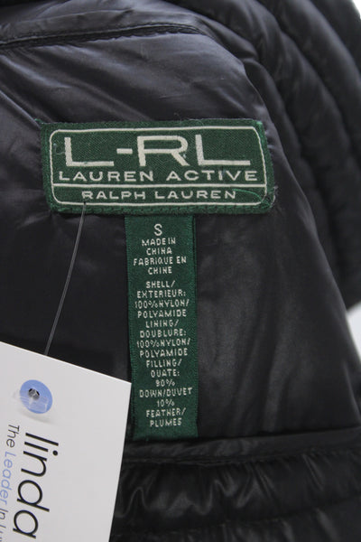 LRL Lauren Active Ralph Lauren Women Black Nylon Puffer Jacket Zip Size S