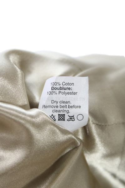 J Crew Collection Womens Trench Coat Beige Cotton Button Long Sleeve Size 4