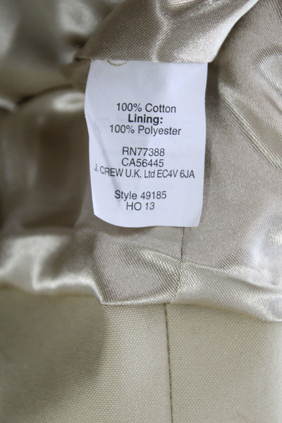 J Crew Collection Womens Trench Coat Beige Cotton Button Long Sleeve Size 4