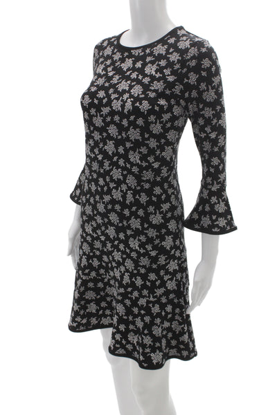 Michael Michael Kors Women Fit & Flare Dress Black Short 3/4 Sleeve Size XS