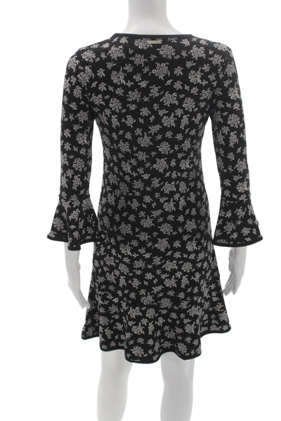 Michael Michael Kors Women Fit & Flare Dress Black Short 3/4 Sleeve Size XS