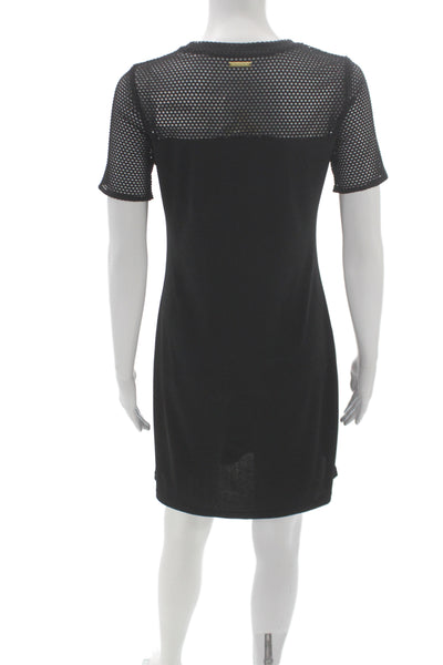 Michael Michael Kors Women Shift Dress Black Short Sleeve Crew Neck Size XS