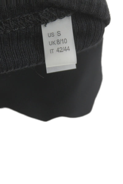 Elie Tahari Women Black T-Shirt Dress Crew Neck Short Sleeve Knee Length Size S
