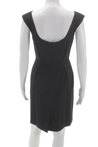 J Crew Womens Black Sheath Dress Wool Boat Neck Sleeveless Knee Length Size 0