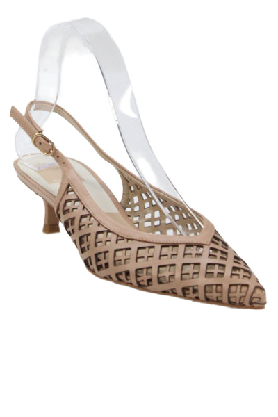 Dolce Vita Womens Leather Kitten Heels Alicea Shoes Dark Sandstone Size 6