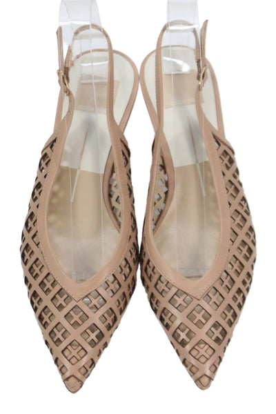 Dolce Vita Womens Leather Kitten Heels Alicea Shoes Dark Sandstone Size 6