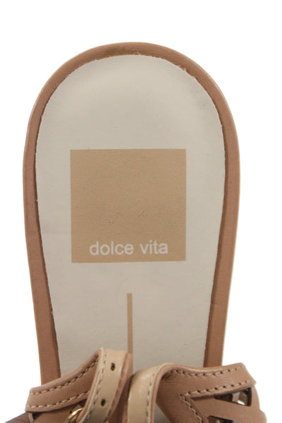 Dolce Vita Womens Leather Kitten Heels Alicea Shoes Dark Sandstone Size 6