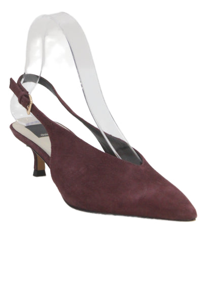 Dolce Vita Womens Rio Suede Kitten Heels Slingbacks Alenna Shoes Wineberry Sz 6