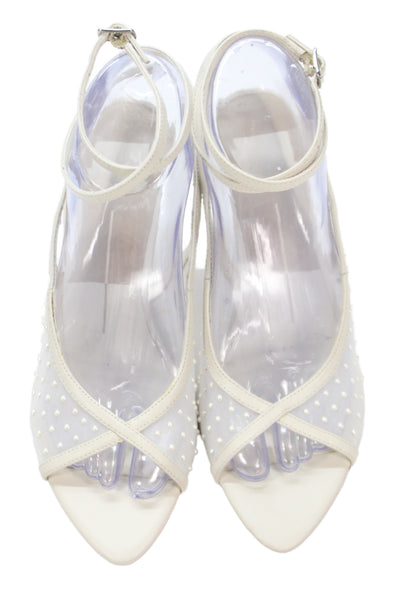 Dolce Vita Womens Mesh Leather Faux Pearl Detail Missy Shoes White Size 6