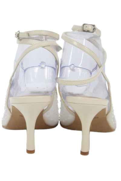 Dolce Vita Womens Mesh Leather Faux Pearl Detail Missy Shoes White Size 6
