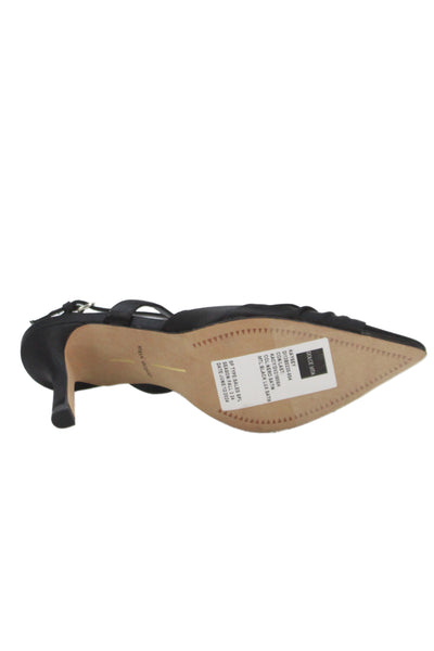 Dolce Vita Womens Lux Satin Faux Pearl Kaysey Heels Shoes Black Size 6