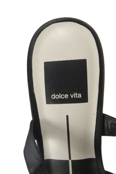 Dolce Vita Womens Lux Satin Faux Pearl Kaysey Heels Shoes Black Size 6