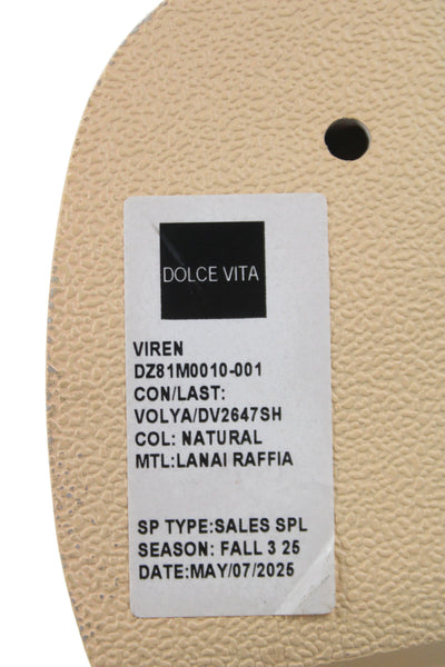 Dolce Vita Womens Raffia Block Platform Heels Viren Sandals Shoes Natural Sz 6