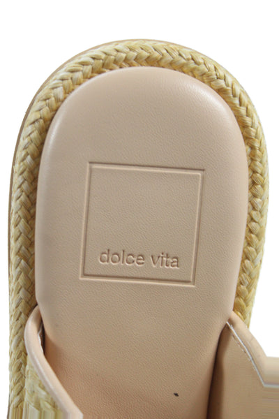 Dolce Vita Womens Raffia Block Platform Heels Viren Sandals Shoes Natural Sz 6