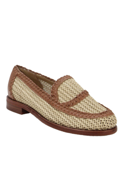 Dolce Vita Womens Woven Raffia Flats Loafers Witney Shoes Brown Beige Size 6