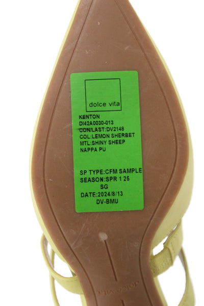 Dolce Vita Womens Shiny Leather Mules Heels Kenton Shoes Lemon Sherbet Size 6