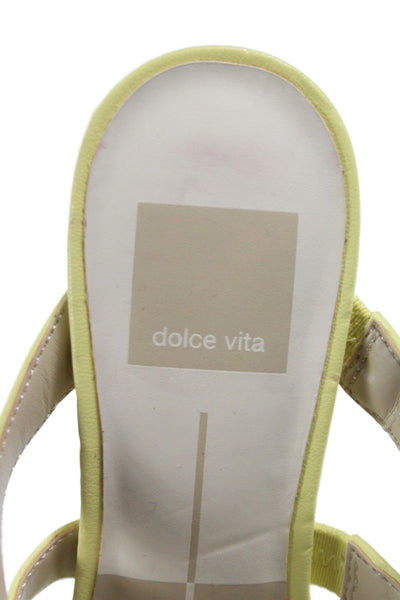 Dolce Vita Womens Shiny Leather Mules Heels Kenton Shoes Lemon Sherbet Size 6