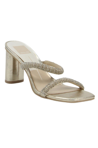 Dolce Vita Womens Metallic Embellished Leather Nolah Heels Shoes Gold Size 6