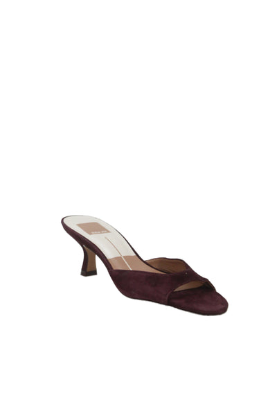 Dolce Vita Womens Rio Suede Open Toe Kitten Heels Haidy Shoes Wine Size 6