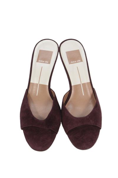 Dolce Vita Womens Rio Suede Open Toe Kitten Heels Haidy Shoes Wine Size 6