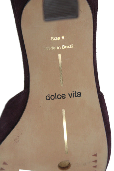 Dolce Vita Womens Rio Suede Open Toe Kitten Heels Haidy Shoes Wine Size 6