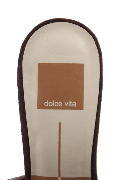 Dolce Vita Womens Rio Suede Open Toe Kitten Heels Haidy Shoes Wine Size 6