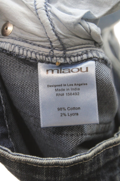 Miaou Womens Straight Jeans Blue Mid Rise Cotton Size 29