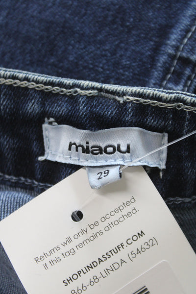 Miaou Womens Straight Jeans Blue Mid Rise Cotton Size 29