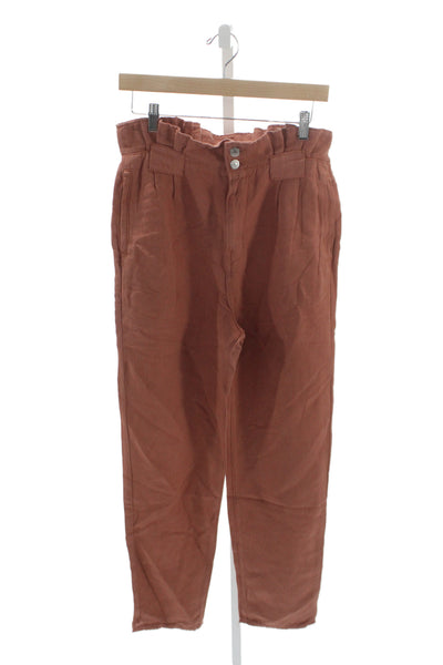 Veronica Beard Womens Paperbag Pants Brown Button Closure 28 Inseam Size 4