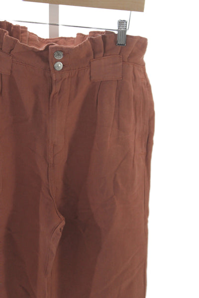 Veronica Beard Womens Paperbag Pants Brown Button Closure 28 Inseam Size 4