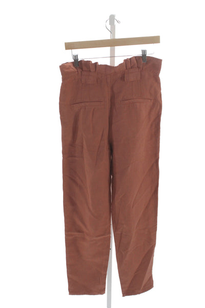 Veronica Beard Womens Paperbag Pants Brown Button Closure 28 Inseam Size 4