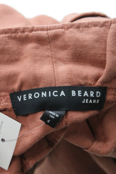 Veronica Beard Womens Paperbag Pants Brown Button Closure 28 Inseam Size 4