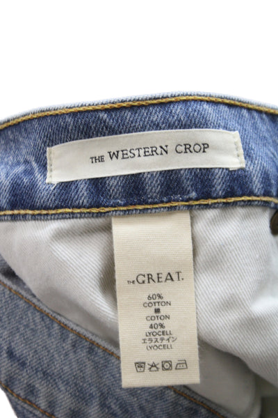 The Great Womens Cropped Blue Jeans Cotton Mid Rise Western Size 30