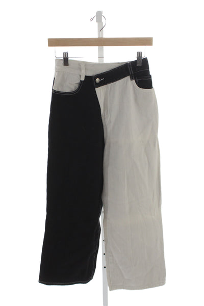 C/MEO Collective Women Wide Leg Black Jeans Mid Rise Button Size 4